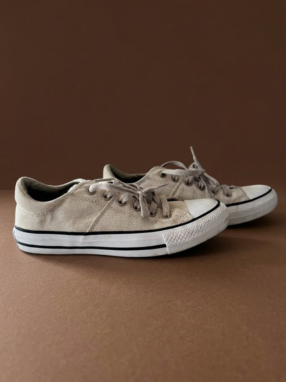 Converse All Star Low Top Beige Canvas Sneakers - Size 8 Women's